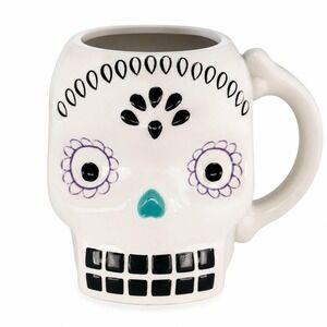 Holiday Home Scared Silly Sugar Skull Ceramic Halloween Coffee Mug Day of the De